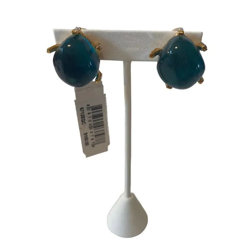 Kenneth Jay Lane Couture Collection Ocean Blue & Yellow Gold Toned Clips.